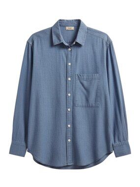 AYR Button Front Top Blouse Shirt Denim The Deep End Womens Blue S